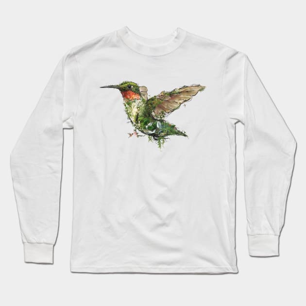 Ruby Throated Hummingbird Long Sleeve T-Shirt by barrettbiggers